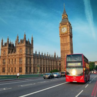 photo of Big Ben and red bus in London